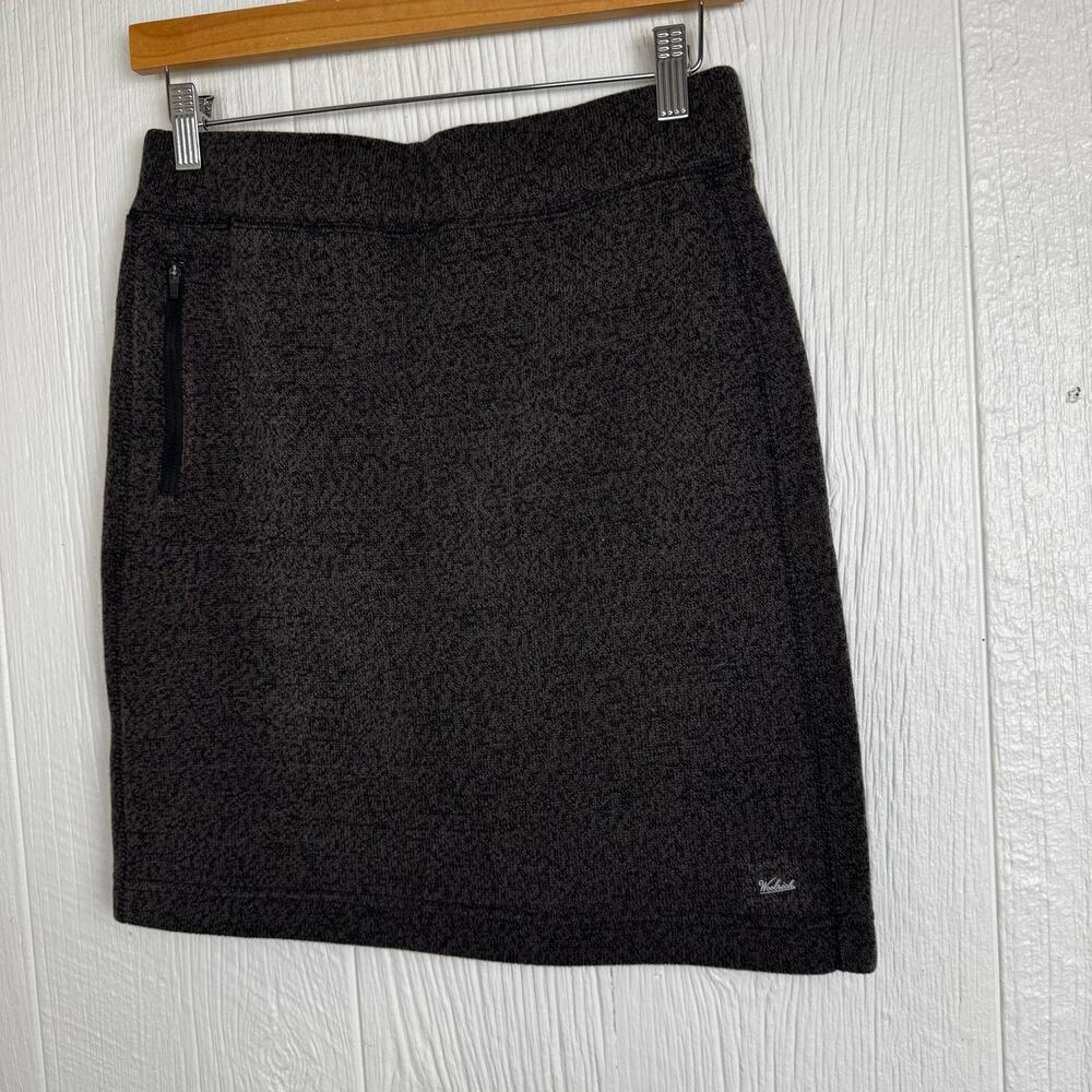 Woolrich Pull On Sweater Skirt Size Small Sporty Heathered Brown Black 18" Long - Picture 2 of 11
